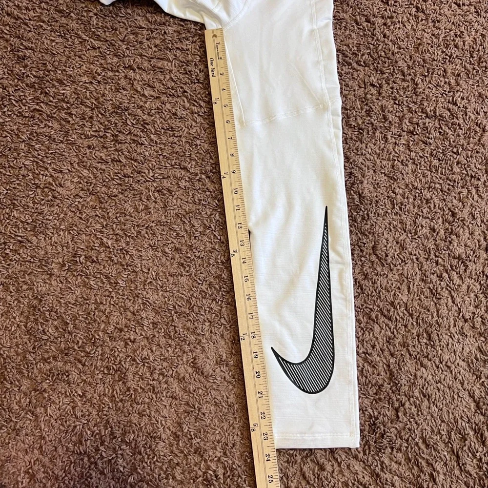 Nike Pro Dri-FIT Mens Compression‎ Tights White Black Striped Swoosh Large NWOT